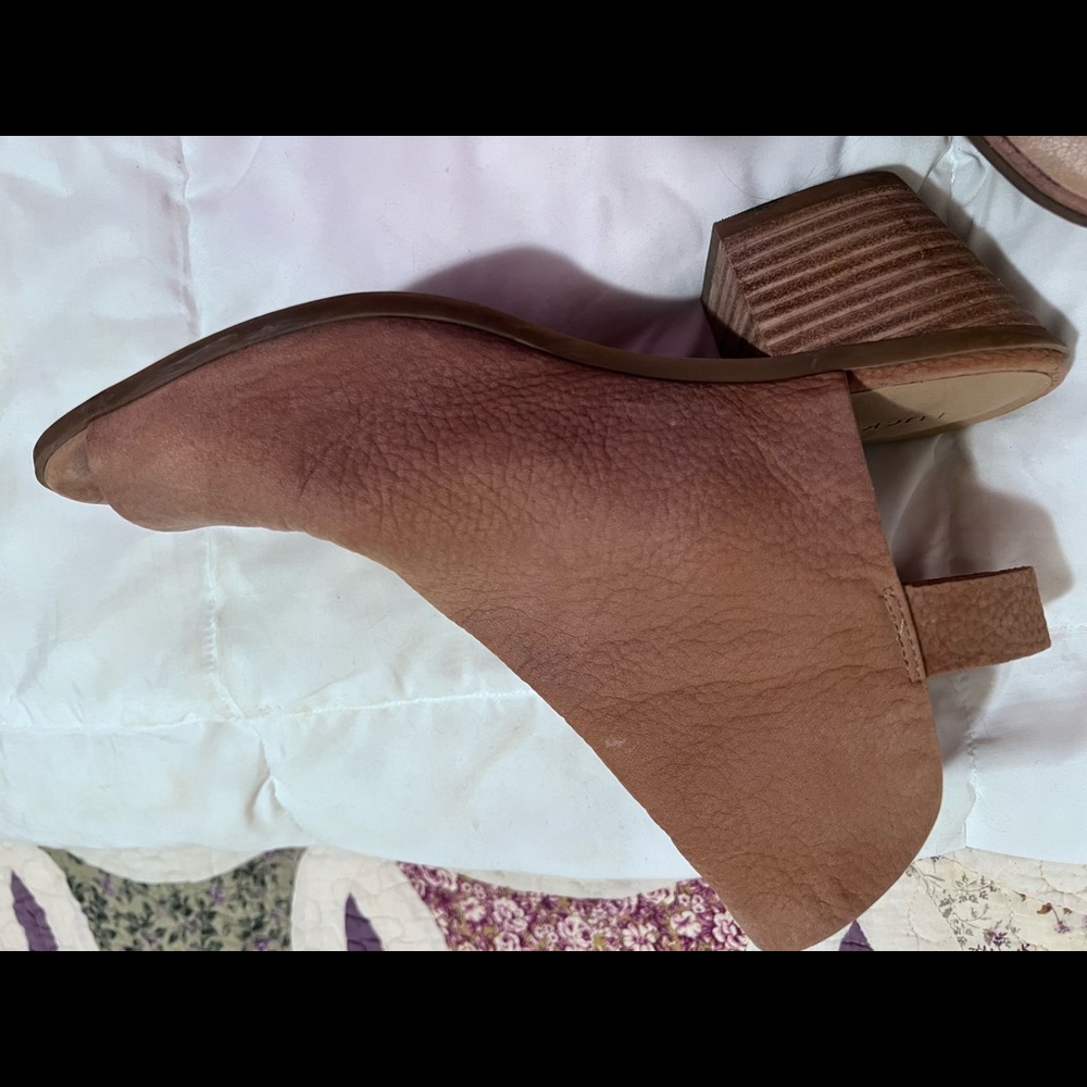 Lucky brand peep toe bootie with stacked leather heel